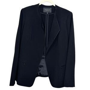 Lafayette 148 New York Open Blazer Size 10 Black Peplum Jacket Career Office